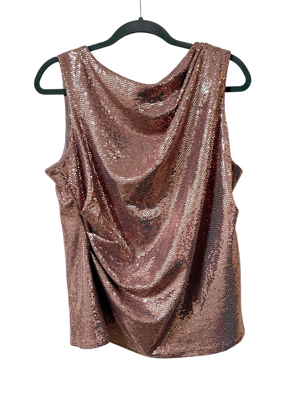 R&M Richards XL mauve metallic cowl neck Y2K party top NWT Made in USA night out